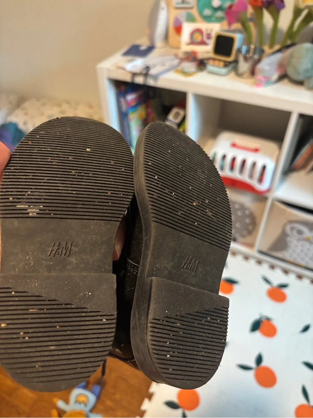 H&M Black Patent Lace-Up Kids Ankle Boots